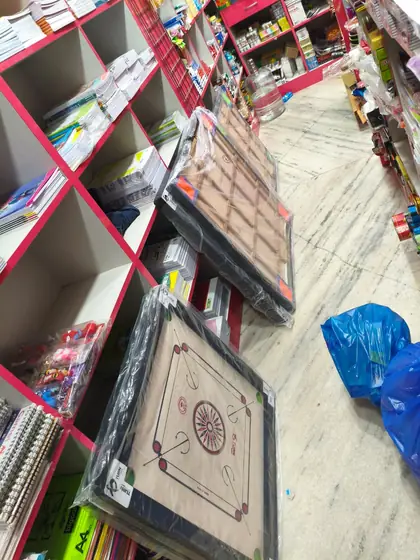 Carrom board kept ready at the shop